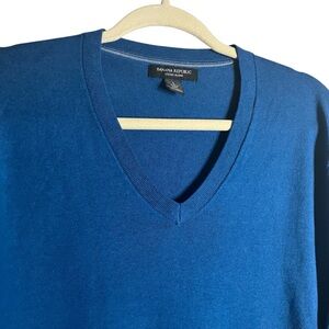 Banana Republic Sweater Men Luxury Blend Blue Silk Cotton Cashmere Size Large
